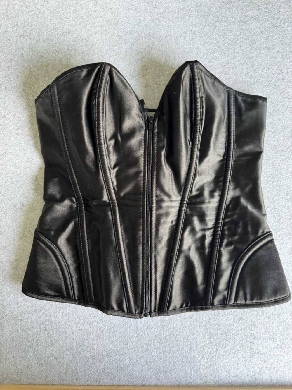 Bedtime Stories Black Satin Bustier Corset Top Size Large